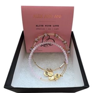Alex and Ani Alive with Love Two Piece Bangle Set NWT